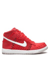 Sneakers alte in pelle scamosciata rosse di Nike