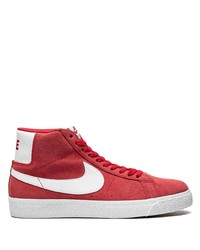 Sneakers alte in pelle scamosciata rosse di Nike