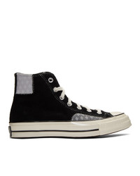 Sneakers alte in pelle scamosciata stampate nere di Converse