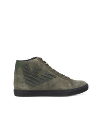 Sneakers alte in pelle scamosciata verde oliva di Ea7 Emporio Armani
