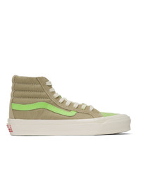 Sneakers alte in pelle scamosciata verde oliva di Vans