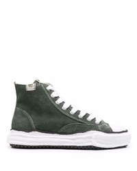 Sneakers alte in pelle scamosciata verde scuro di Maison Mihara Yasuhiro