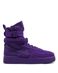 Sneakers alte in pelle scamosciata viola di Nike