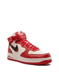 Sneakers alte in pelle scozzesi rosse di Nike