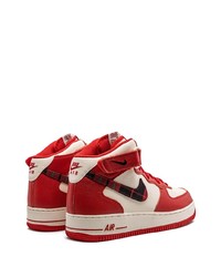 Sneakers alte in pelle scozzesi rosse di Nike