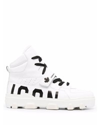 Sneakers alte in pelle stampate bianche e nere di DSQUARED2