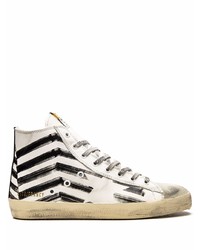 Sneakers alte in pelle stampate bianche e nere di Golden Goose