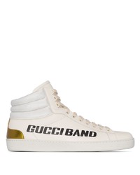 Sneakers alte in pelle stampate bianche e nere di Gucci