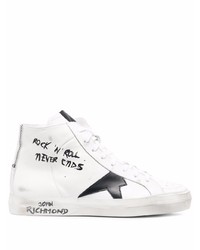 Sneakers alte in pelle stampate bianche e nere di John Richmond