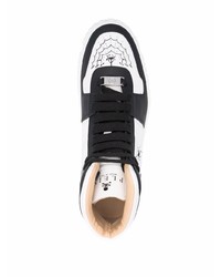 Sneakers alte in pelle stampate bianche e nere di Philipp Plein