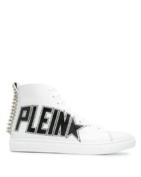 Sneakers alte in pelle stampate bianche e nere di Philipp Plein