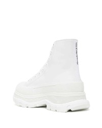 Sneakers alte in pelle stampate bianche e nere di Alexander McQueen