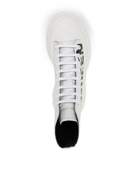 Sneakers alte in pelle stampate bianche e nere di Alexander McQueen