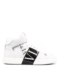 Sneakers alte in pelle stampate bianche e nere di Valentino Garavani