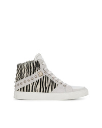 Sneakers alte in pelle stampate bianche e nere di Zadig & Voltaire