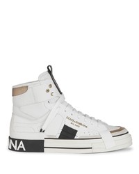 Sneakers alte in pelle stampate bianche di Dolce & Gabbana