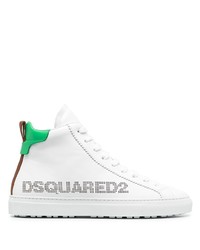 Sneakers alte in pelle stampate bianche di DSQUARED2