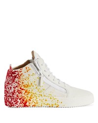 Sneakers alte in pelle stampate bianche di Giuseppe Zanotti