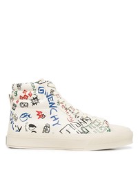 Sneakers alte in pelle stampate bianche di Givenchy