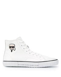 Sneakers alte in pelle stampate bianche di Karl Lagerfeld