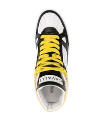 Sneakers alte in pelle stampate bianche di Roberto Cavalli