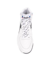 Sneakers alte in pelle stampate bianche di Diadora