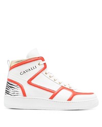 Sneakers alte in pelle stampate bianche di Roberto Cavalli
