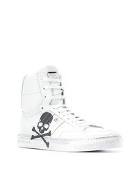 Sneakers alte in pelle stampate bianche di Philipp Plein