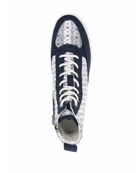 Sneakers alte in pelle stampate blu scuro di Leandro Lopes