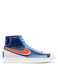 Sneakers alte in pelle stampate blu scuro di Nike