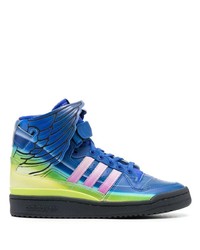 Sneakers alte in pelle stampate blu di adidas