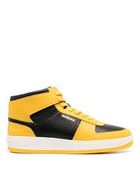 Sneakers alte in pelle stampate gialle di Sandro