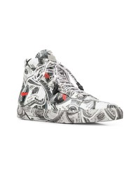 Sneakers alte in pelle stampate grigie di Philipp Plein