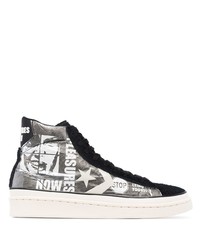 Sneakers alte in pelle stampate grigie di Converse