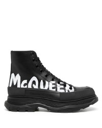 Sneakers alte in pelle stampate nere e bianche di Alexander McQueen