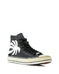 Sneakers alte in pelle stampate nere e bianche di Palm Angels
