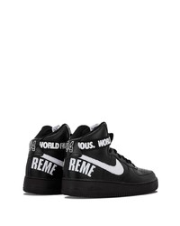 Sneakers alte in pelle stampate nere e bianche di Nike