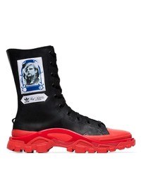 Sneakers alte in pelle stampate nere di Adidas By Raf Simons