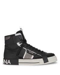 Sneakers alte in pelle stampate nere di Dolce & Gabbana