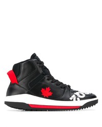 Sneakers alte in pelle stampate nere di DSQUARED2