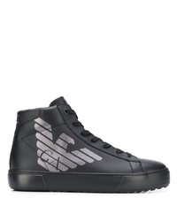 Sneakers alte in pelle stampate nere di Ea7 Emporio Armani