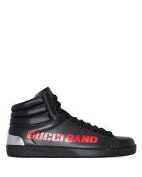 Sneakers alte in pelle stampate nere di Gucci