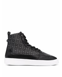 Sneakers alte in pelle stampate nere di Leandro Lopes