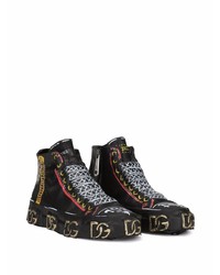 Sneakers alte in pelle stampate nere di Dolce & Gabbana