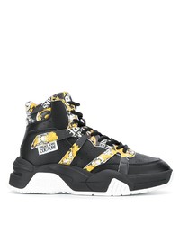 Sneakers alte in pelle stampate nere di VERSACE JEANS COUTURE