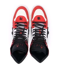 Sneakers alte in pelle stampate rosse di Philipp Plein