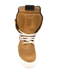 Sneakers alte in pelle terracotta di Rick Owens