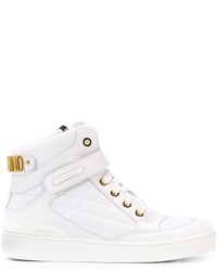 Sneakers alte in pelle trapuntate bianche