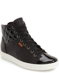 Sneakers alte in pelle trapuntate nere