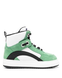 Sneakers alte in pelle verde menta di DSQUARED2